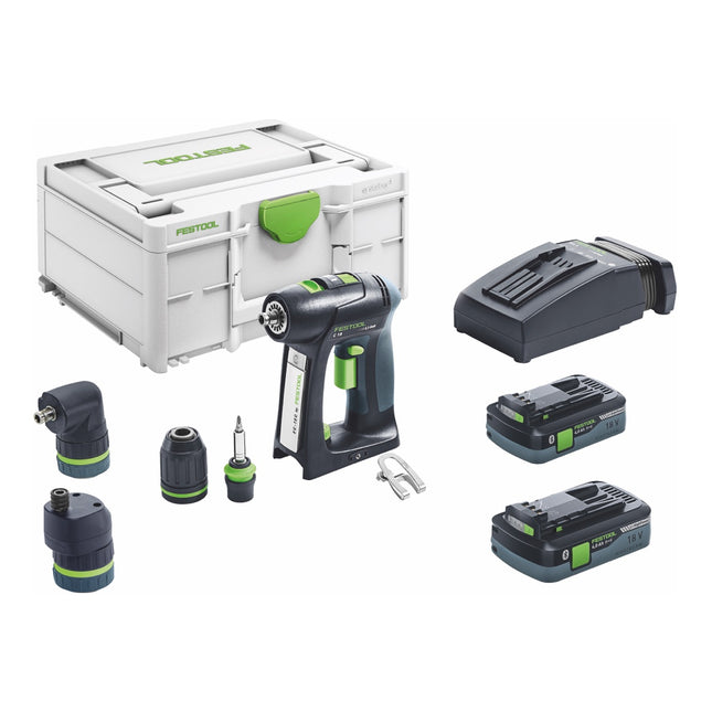 Festool C 18 HPC 4,0 l-Set Perceuse-visseuse sans fil 18 V 45 Nm Brushless ( 576993 ) + 2x batterie 4,0 Ah + chargeur + embout excentrique + embout angulaire + Systainer