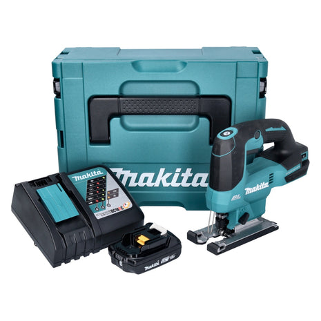 Makita DJV 184 RA1J Akku Pendelhub Stichsäge 18 V Brushless + 1x Akku 2,0 Ah + Ladegerät + Makpac