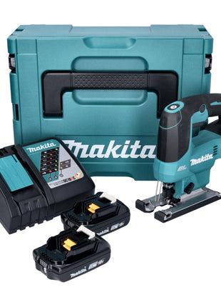 Sierra de calar pendular a batería Makita DJV 184 RAJ 18 V sin escobillas + 2x baterías 2,0 Ah + cargador + Makpac