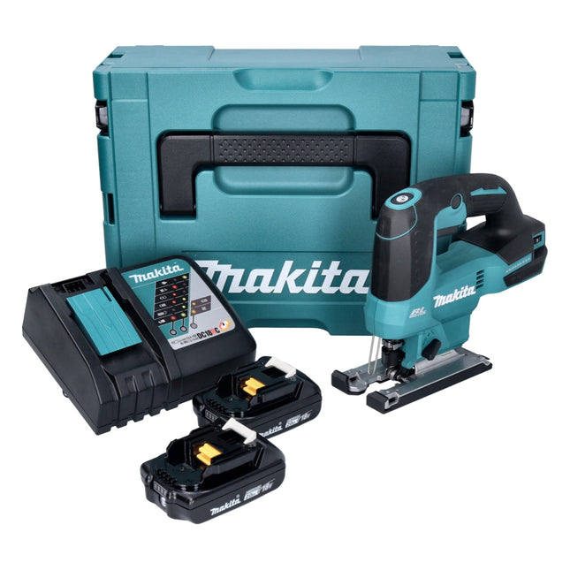 Makita DJV 184 RAJ Akku Pendelhub Stichsäge 18 V Brushless + 2x Akku 2,0 Ah + Ladegerät + Makpac