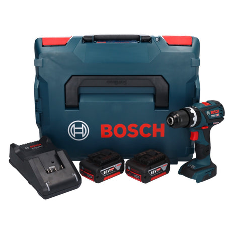 Bosch GSB 18V-60 C Professional Perceuse-visseuse à percussion sans fil 60 Nm 18V Brushless + 2x Batteries 5,0 Ah + Chargeur + Coffret L-Boxx (06019G210B)