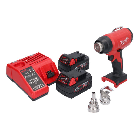 Soplador de aire caliente a batería Milwaukee M18 BHG-602 18 V 470 °C + 2x baterías 6,0 Ah + cargador