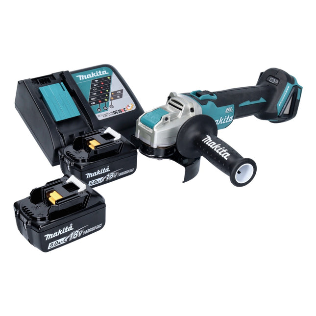 Smerigliatrice angolare a batteria Makita DGA 521 RTX1 18 V 125 mm X-LOCK Brushless + 2x batteria ricaricabile 5,0 Ah + caricabatteria