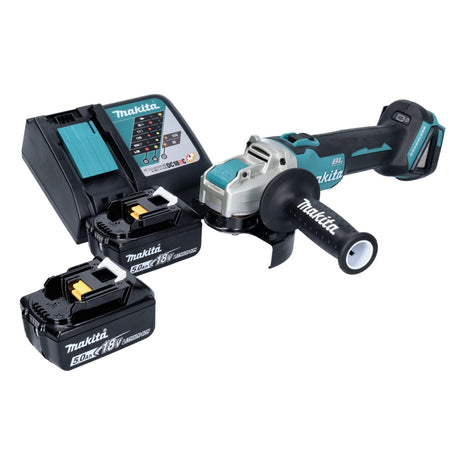 Smerigliatrice angolare a batteria Makita DGA 521 RTX1 18 V 125 mm X-LOCK Brushless + 2x batteria ricaricabile 5,0 Ah + caricabatteria