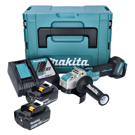 Makita DGA 521 RFX1J Smerigliatrice angolare a batteria 18 V 125 mm X-LOCK Brushless + 2x batteria ricaricabile 3,0 Ah + caricabatterie + Makpac