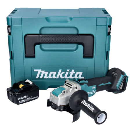 Amoladora angular a batería Makita DGA 521 M1X1J 18 V 125 mm X-LOCK Brushless + 1x batería 4,0 Ah + Makpac - sin cargador