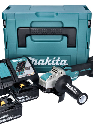 Makita DGA 521 RMX1J meuleuse d'angle sans fil 18 V 125 mm X-LOCK Brushless + 2x batterie 4.0 Ah + chargeur + Makpac