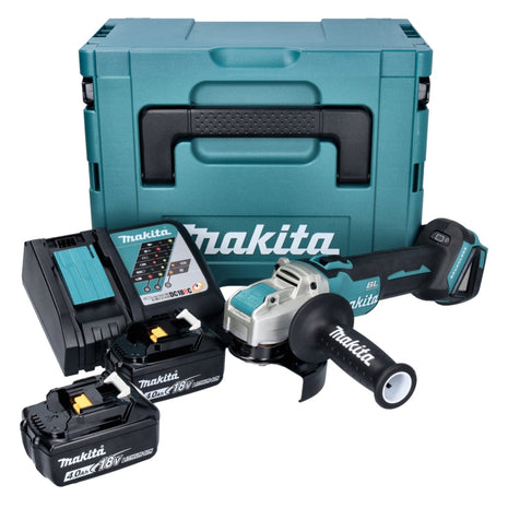 Makita DGA 521 RMX1J meuleuse d'angle sans fil 18 V 125 mm X-LOCK Brushless + 2x batterie 4.0 Ah + chargeur + Makpac