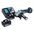 Amoladora angular sin cable Makita DGA 521 RGX1 18 V 125 mm X-LOCK Brushless + 2x batería recargable 6,0 Ah + cargador