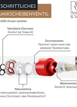 Rosenhahn & Söhne Poel L Design Badarmatur Wasserhahn Badezimmer - Armatur Bad [Chrom] - Heiß + Kalt Waschtischarmatur + Anschlussschläuche - Toolbrothers