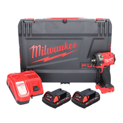 Milwaukee M18 FIW2F38-202X Akku Schlagschrauber 18 V 339 Nm 3/8 " Brushless + 2x Akku 2,0 Ah + Ladegerät + HD Box