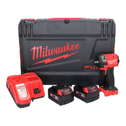 Milwaukee M18 FIW2F38-502X Avvitatore a impulsi a batteria 18 V 339 Nm 3/8 " brushless + 2x batteria ricaricabile 5,0 Ah + caricabatteria + scatola HD