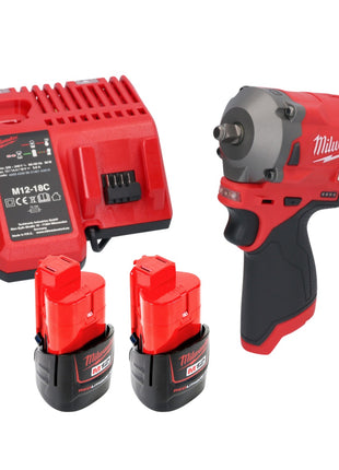 Milwaukee M12 FIW38-202C Akku Schlagschrauber 12 V 339 Nm 3/8" Brushless + 2x Akku 2,0 Ah + Ladegerät