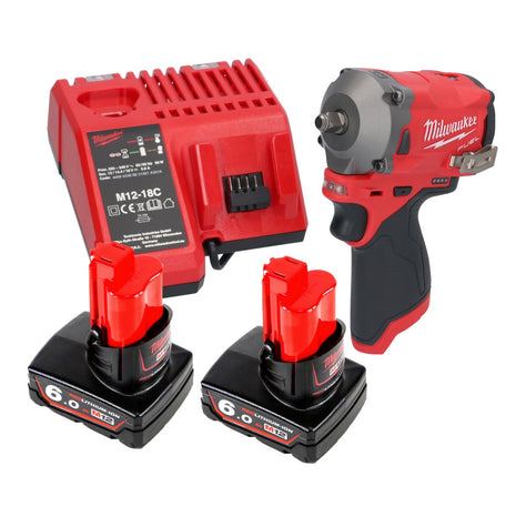 Milwaukee M12 FIW38-602C Akku Schlagschrauber 12 V 339 Nm 3/8" Brushless + 2x Akku 6,0 Ah + Ladegerät