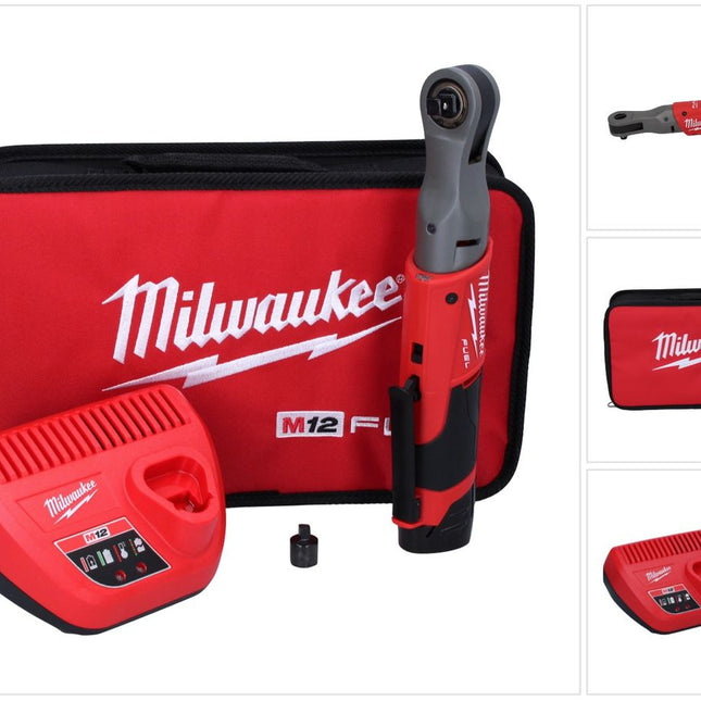 Milwaukee M12 FIR38-201B carraca a batería 12 V 75 Nm 3/8" (4933459799) sin escobillas + 1x batería 2,0 Ah + cargador + bolsa