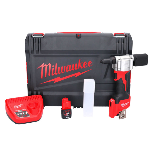 Milwaukee M12 BPRT-201X Akku Blindnietgerät 12 V 20,32 mm + 1x Akku 2,0 Ah + Ladegerät + HD Box ( 4933464405 )