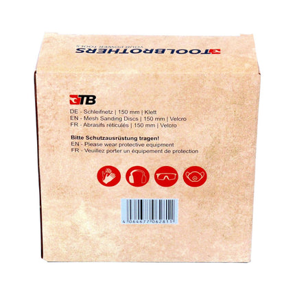 Toolbrothers SPIDER Schleifset Netz 150 mm Klett je 10x P80 / P120 / P180 / 240 für Hartholz, Weichholz, Lack, Stein, Stahl, Aluminium, Furnier - Toolbrothers