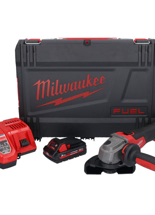 Amoladora angular a batería Milwaukee M18 FSAG125X-301X 18 V 125 mm sin escobillas + 1x batería 3.0 Ah + cargador + caja HD