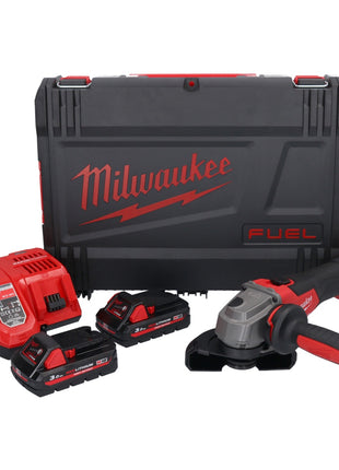 Amoladora angular a batería Milwaukee M18 FSAG125X-302X 18 V 125 mm sin escobillas + 2x baterías 3.0 Ah + cargador + caja HD