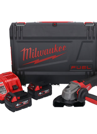 Amoladora angular a batería Milwaukee M18 FSAG125X-402X 18 V 125 mm sin escobillas + 2x baterías 4.0 Ah + cargador + caja HD