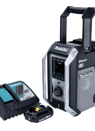 Makita DMR 115 RA1B Akku Baustellenradio 12 V - 18 V Bluetooth DAB+ IP65 Schwarz + 1x Akku 2,0 Ah + Ladegerät