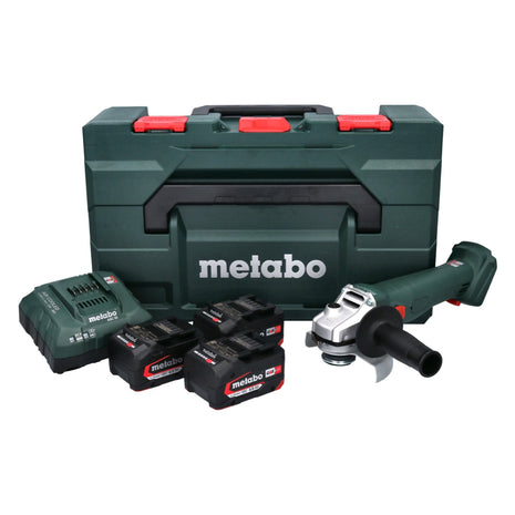 Metabo W 18 L 9-125 Quick Akku Winkelschleifer 18 V 125 mm ( 602249960 ) + 3x Akku 4,0 Ah + Ladegerät + metaBOX