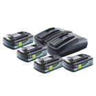 Festool Energie Set TCL 6 DUO Doppel Schnellladegerät 10,8 V - 18 V ( 577017 ) + 4x BP 18 Li 4,0Ah HPC-ASI Akkupack HighPower ( 4x 205034 ) - Toolbrothers