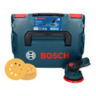 Bosch GEX 12V-125 Professional Cordless Random Orbit Sander 125 mm 12V Brushless + 50x EXPERT C470 Sandpapers K 120 + L-Boxx Case - without battery, without charger