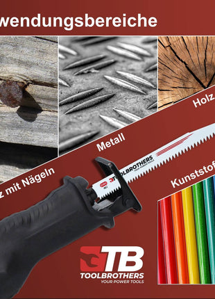 Toolbrothers SAWFISH Reciprosägen 6-teiliges Säbelsägen-Set HCS / BIM für die Bearbeitung von Holz, Holz mit Nägeln, Metall & Kunststoff - Toolbrothers