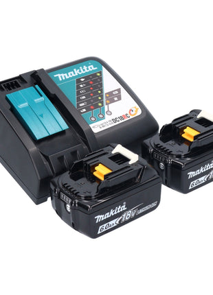 Cepilladora de batería Makita DKP 180 RGJ 18 V 82 mm + 2x baterías 6,0 Ah + cargador + Makpac