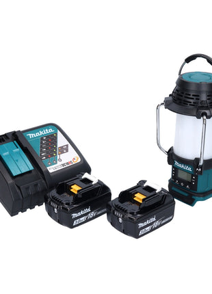 Makita DMR 055 RF Akku Radio 18 V FM mit Laterne 360° Taschenlampe + 2x Akku 3,0 Ah + Ladegerät