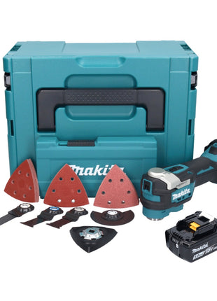 Makita DTM 52 T1JX4 Akku Multifunktionswerkzeug 18 V Starlock Max Brushless + 1x Akku 5,0 Ah + Zubehör Set + Makpac - ohne Ladegerät