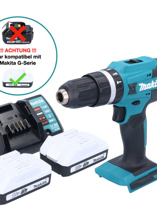 Taladro percutor inalámbrico Makita HP 488 DWY 18 V 42 Nm serie G + 2x baterías 1,5 Ah + cargador