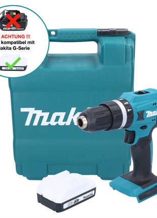 Makita HP 488 DY1K 18 V Perceuse-visseuse à percussion sans fil 42 Nm série G + 1x Batterie 1,5 Ah + Coffret de transport - sans chargeur