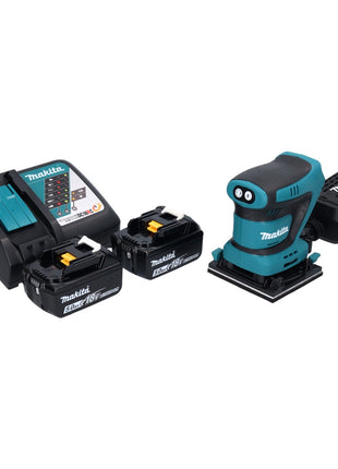 Makita DBO 480 RT Akku Schwingschleifer 18 V 112 x 102 mm + 2x Akku 5,0 Ah + Ladegerät