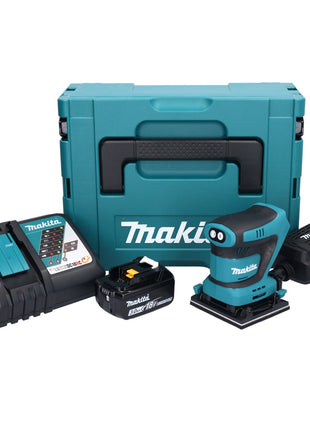 Makita DBO 480 RF1J Ponceuse vibrante sans fil 18 V 112 x 102mm + 1x Akku 3,0 Ah + Chargeur + Coffret Makpac