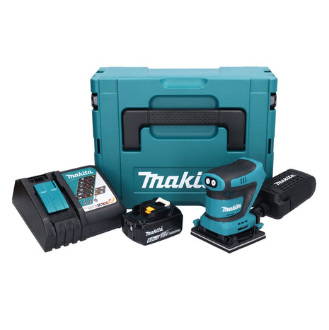 Makita DBO 480 RG1J Akumulatorowa szlifierka oscylacyjna 18 V 112 x 102 mm + 1x akumulator 6,0 Ah + ładowarka + Makpac