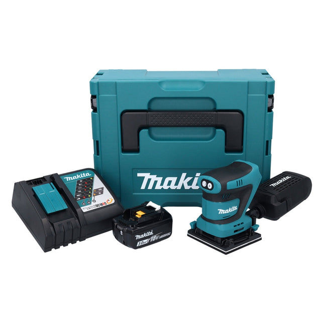 Makita DBO 481 RF1J Levigatrice orbitale a batteria 18 V 112 x 102 mm + 1x batteria ricaricabile 3,0 Ah + caricatore + Makpac