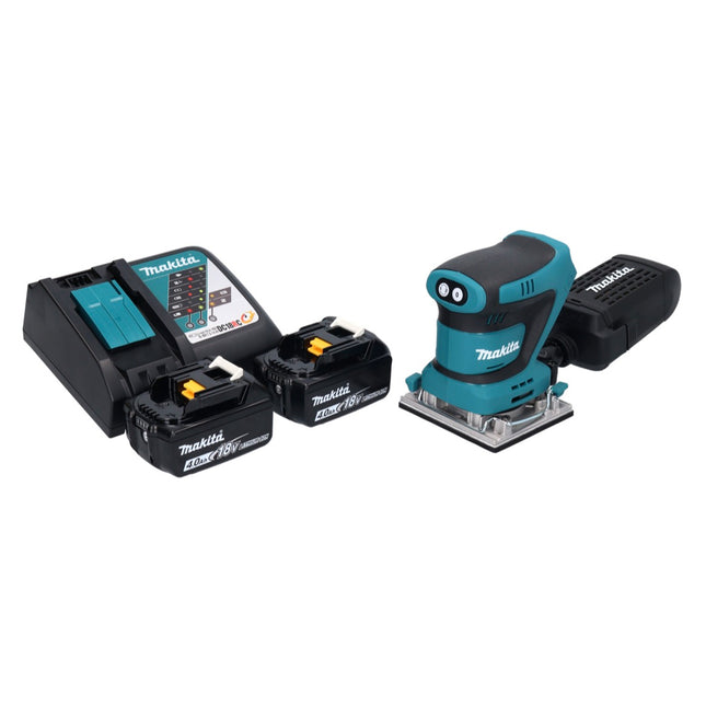 Levigatrice vibrante a batteria Makita DBO 482 RM 18 V 112 x 102 mm + 2x batteria 4,0 Ah + caricabatterie