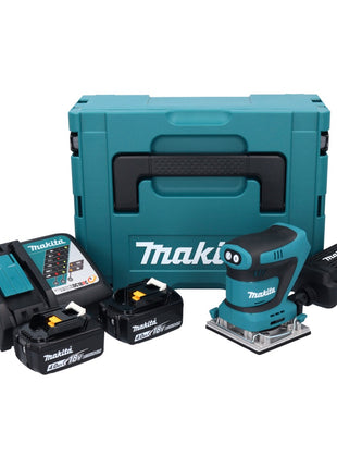 Makita DBO 482 RMJ Akku Schwingschleifer 18 V 112 x 102 mm + 2x Akku 4,0 Ah + Ladegerät + Makpac