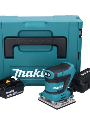 Makita DBO 482 T1J Akku Schwingschleifer 18 V 112 x 102 mm + 1x Akku 5,0 Ah + Makpac - ohne Ladegerät