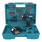 Makita DHP 482 F1X1 Akku Schlagbohrschrauber 18 V + 1x Akku 3,0 Ah + 74 tlg. Zubehörset + Koffer - ohne Ladegerät