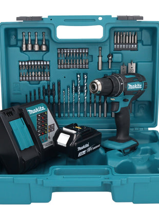 Makita DHP 482 RF1X1 Akku Schlagbohrschrauber 18 V + 1x Akku 3,0 Ah + Ladegerät + 74 tlg. Zubehörset + Koffer