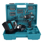 Makita DHP 482 RF1X1 Perceuse-visseuse à percussion sans fil 18 V + 1x Batterie 3,0 Ah + Chargeur + kit d'accessoires - 74 pièces + Mallette