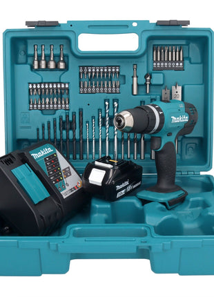 Makita DHP 453 RF1X1 Akku Schlagbohrschrauber 18 V 42 Nm + 1x Akku 3,0 Ah + Ladegerät + 74 tlg. Zubehörset + Koffer