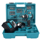 Makita DHP 453 RT1X1 Perceuse-visseuse à percussion sans fil 18 V 42 Nm + 1x Batterie 5,0 Ah + Chargeur + kit d'accessoires - 74 pièces + Coffret