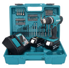 Makita DHP 453 RTX1 Akku Schlagbohrschrauber 18 V 42 Nm + 2x Akku 5,0 Ah + Ladegerät + 74 tlg. Zubehörset + Koffer