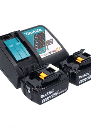 Taladro percutor inalámbrico Makita DHP 453 RTX1 18 V 42 Nm + 2x baterías 5,0 Ah + cargador + set de accesorios 74 piezas + estuche