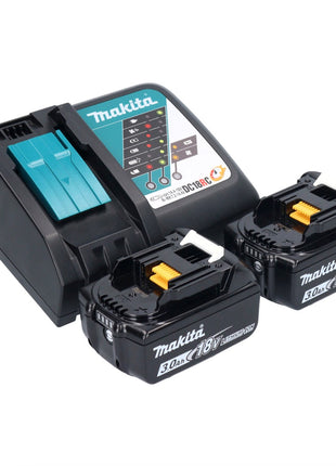 Makita DHP 484 RFX1W perceuse à percussion sans fil 18 V 54 Nm sans balais blanc + 2 batteries 3,0 Ah + chargeur + jeu d'accessoires 74 pièces + mallette