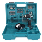 Makita DHP 487 T1X1 18 V Perceuse-visseuse à percussion sans fil 40 Nm brushless + 1x Batterie 5,0 Ah + kit d'accessoires - 74 pièces + Mallette - sans chargeur